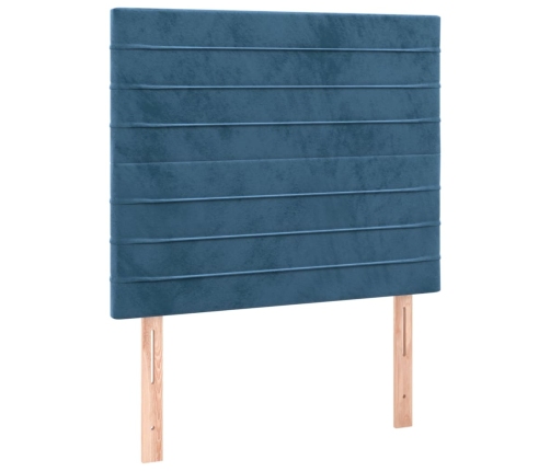 Cama box spring con colchón terciopelo azul oscuro 80x200 cm