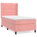 Cama box spring con colchón terciopelo rosa 80x200 cm