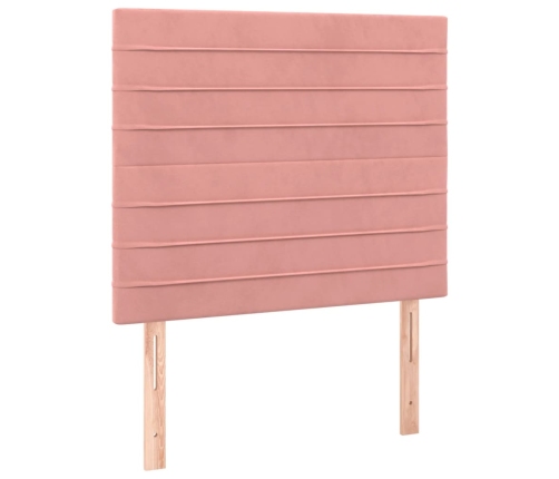 Cama box spring con colchón terciopelo rosa 80x200 cm