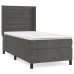 Cama box spring con colchón terciopelo gris oscuro 90x190 cm