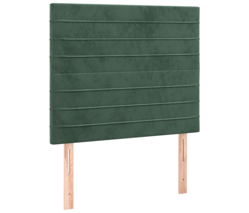 Cama box spring con colchón terciopelo verde oscuro 90x190 cm