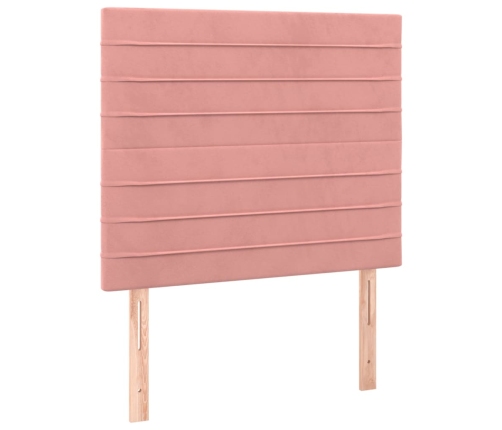 Cama box spring con colchón terciopelo rosa 90x200 cm