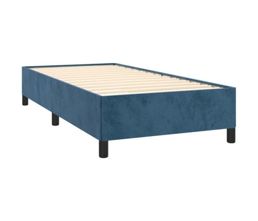 Cama box spring con colchón terciopelo azul oscuro 100x200 cm