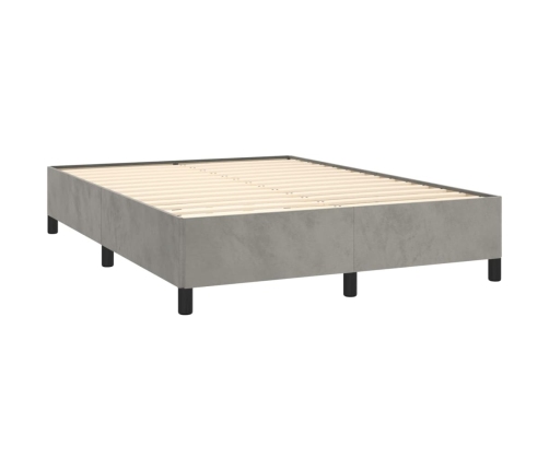 Cama box spring con colchón terciopelo gris claro 140x190 cm