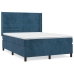 Cama box spring con colchón terciopelo azul oscuro 140x190 cm