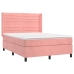 Cama box spring con colchón terciopelo rosa 140x190 cm