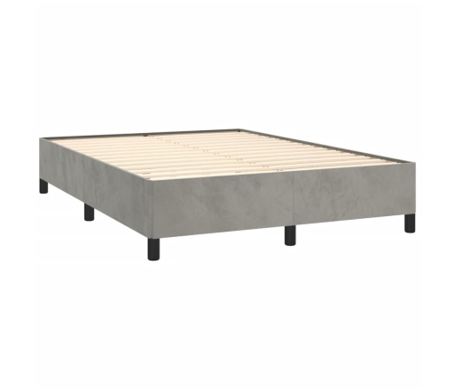 Cama box spring con colchón terciopelo gris claro 140x200 cm