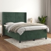 Cama box spring con colchón terciopelo verde oscuro 140x200 cm