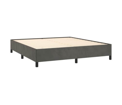 Cama box spring con colchón terciopelo gris oscuro 160x200 cm