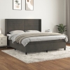 Cama box spring con colchón terciopelo gris oscuro 160x200 cm