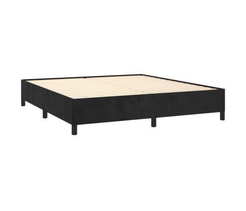 Cama box spring con colchón terciopelo negro 160x200 cm