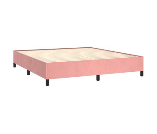 Cama box spring con colchón terciopelo rosa 160x200 cm