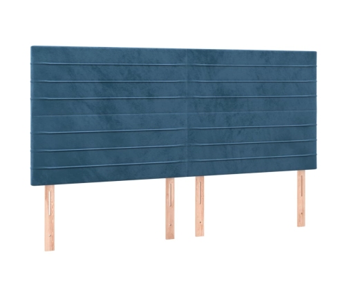 Cama box spring con colchón terciopelo azul oscuro 180x200 cm