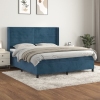 Cama box spring con colchón terciopelo azul oscuro 180x200 cm