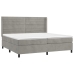 Cama box spring con colchón terciopelo gris claro 200x200 cm