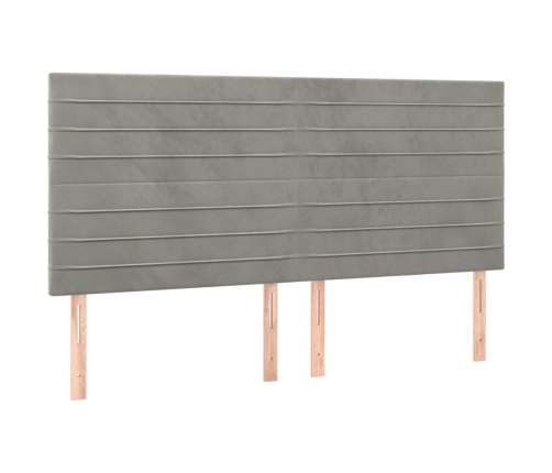 Cama box spring con colchón terciopelo gris claro 200x200 cm