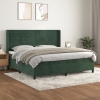 Cama box spring con colchón terciopelo verde oscuro 200x200 cm