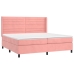 Cama box spring con colchón terciopelo rosa 200x200 cm