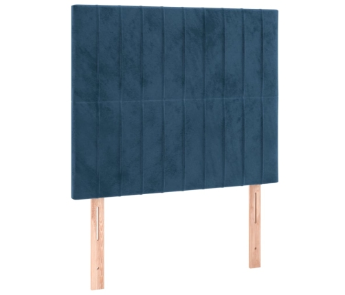 Cama box spring con colchón terciopelo azul oscuro 80x200 cm