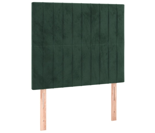 Cama box spring con colchón terciopelo verde oscuro 90x190 cm