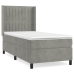 Cama box spring con colchón terciopelo gris claro 90x190 cm