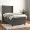 Cama box spring con colchón terciopelo gris oscuro 90x200 cm