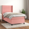 Cama box spring con colchón terciopelo rosa 100x200 cm