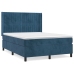 Cama box spring con colchón terciopelo azul oscuro 140x190 cm