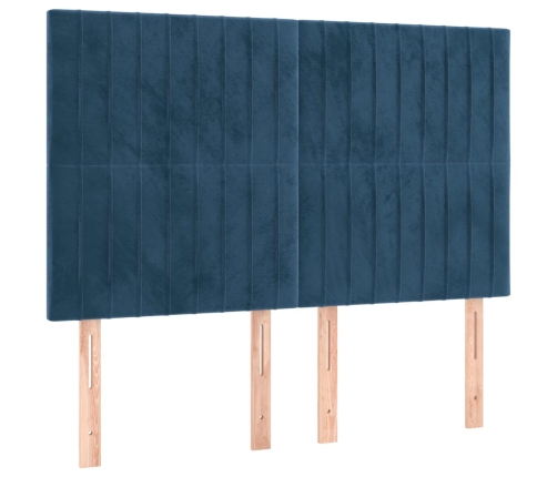 Cama box spring con colchón terciopelo azul oscuro 140x190 cm