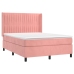 Cama box spring con colchón terciopelo rosa 140x200 cm