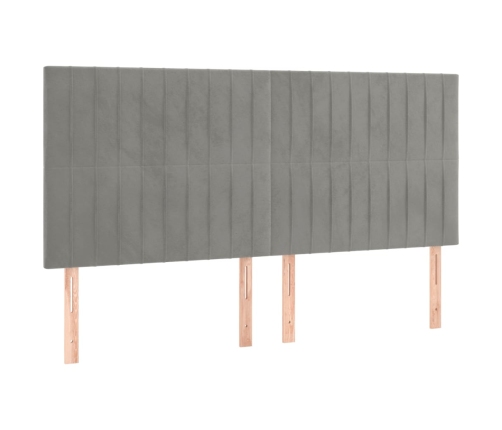 Cama box spring con colchón terciopelo gris claro 180x200 cm