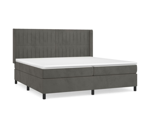 Cama box spring con colchón terciopelo gris oscuro 200x200 cm