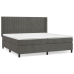 Cama box spring con colchón terciopelo gris oscuro 200x200 cm