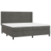 Cama box spring con colchón terciopelo gris oscuro 200x200 cm