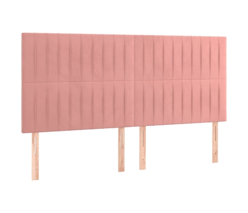 Cama box spring con colchón terciopelo rosa 200x200 cm