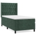 Cama box spring con colchón terciopelo verde oscuro 80x200 cm