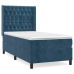 Cama box spring con colchón terciopelo azul oscuro 80x200 cm