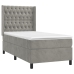 Cama box spring con colchón terciopelo gris claro 90x190 cm