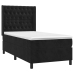 Cama box spring con colchón cuero sintético negro 90x190 cm