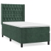 Cama box spring con colchón terciopelo verde oscuro 90x190 cm