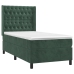 Cama box spring con colchón terciopelo verde oscuro 90x190 cm