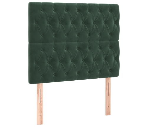 Cama box spring con colchón terciopelo verde oscuro 90x190 cm