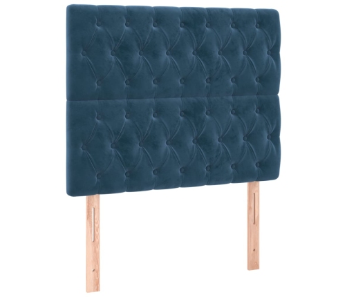 Cama box spring con colchón terciopelo azul oscuro 90x190 cm