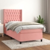 Cama box spring con colchón terciopelo rosa 90x200 cm