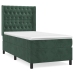 Cama box spring con colchón terciopelo verde oscuro 100x200 cm