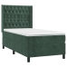 Cama box spring con colchón terciopelo verde oscuro 100x200 cm