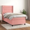 Cama box spring con colchón terciopelo rosa 100x200 cm