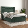 Cama box spring con colchón terciopelo verde oscuro 140x190 cm