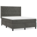 Cama box spring con colchón terciopelo gris oscuro 140x200 cm