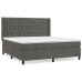 Cama box spring con colchón terciopelo gris oscuro 160x200 cm